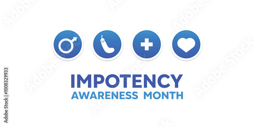 National Impotency Awareness Month. Men icon, eggplant, plus icon and heart. Great for cards, banners, posters, social media and more. White background.