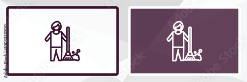 sweeping outline icon. Linear vector from cleaning concept. Thin line white and black sweeping icon isolated on white and dark background