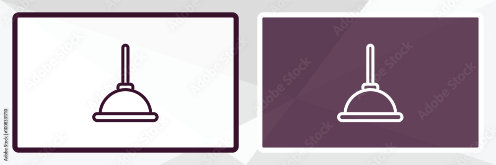 plunger outline icon. Linear vector from cleaning concept. Thin line white and black plunger icon isolated on white and dark background plunger outline icon. Linear vector from cleaning concept. Thin line white and black plunger icon isolated on white and dark background