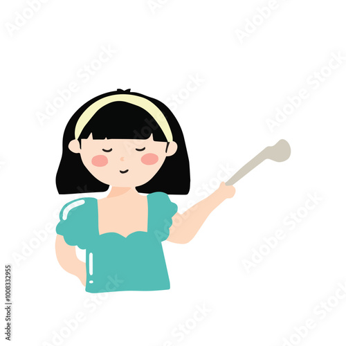 woman chef cartoon element stock design.woman avatar processing cakes cartoon design