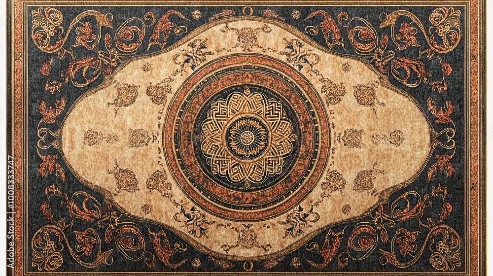 Obraz premium Intricate Mosaic Tile Design with Floral and Geometric Patterns