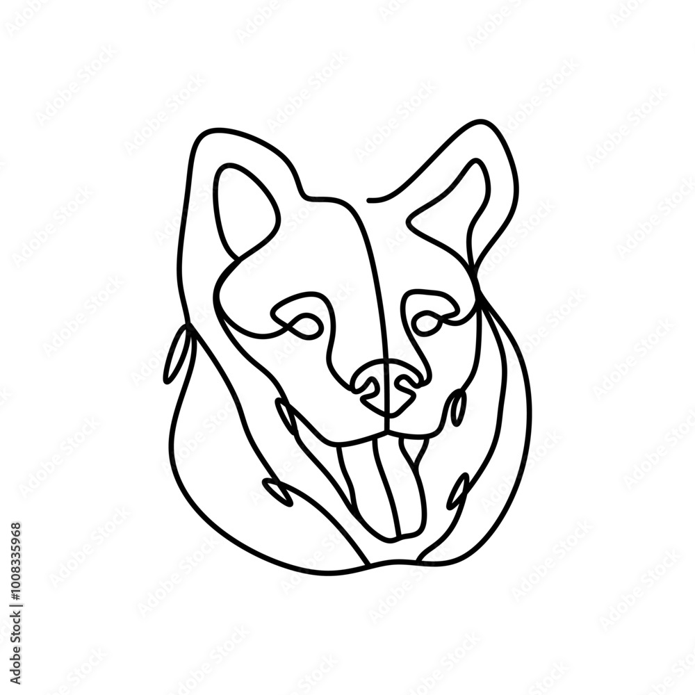 Dog american eskimo continues line art style Dog american eskimo continues line art style
