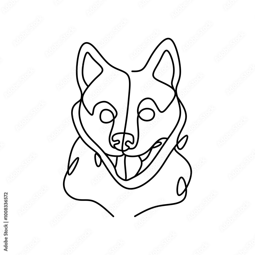 Dog american eskimo continues line art Dog american eskimo continues line art