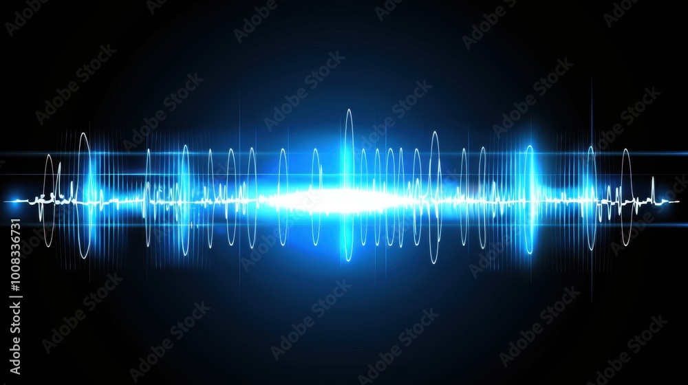 Vibrant Blue Sound Wave on Dark Background Vibrant Blue Sound Wave on Dark Background