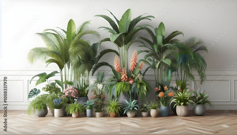 Fototapeta premium PNG Lush tropical indoor plant arrangement