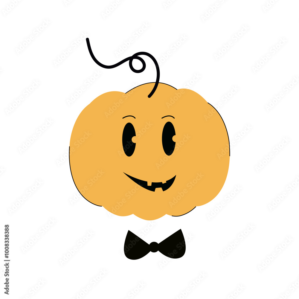 Obraz premium Mr. pumpkin cute halloween character design. Jack O' Lantern. Vector illustration for 31 October holiday.
