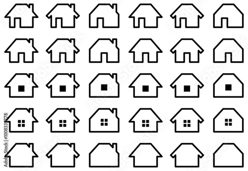 様々な形のホームアイコンのベクターイラストセット