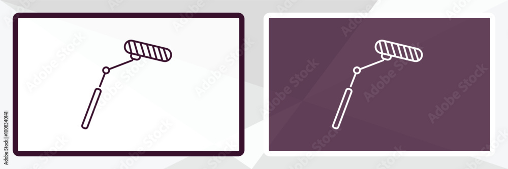 movie microphone outline icon. Linear vector from cinema concept. Thin line white and black movie microphone icon isolated on white and dark background movie microphone outline icon. Linear vector from cinema concept. Thin line white and black movie microphone icon isolated on white and dark background