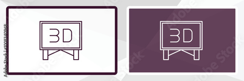 3 dimension screen outline icon. Linear vector from cinema concept. Thin line white and black 3 dimension screen icon isolated on white and dark background