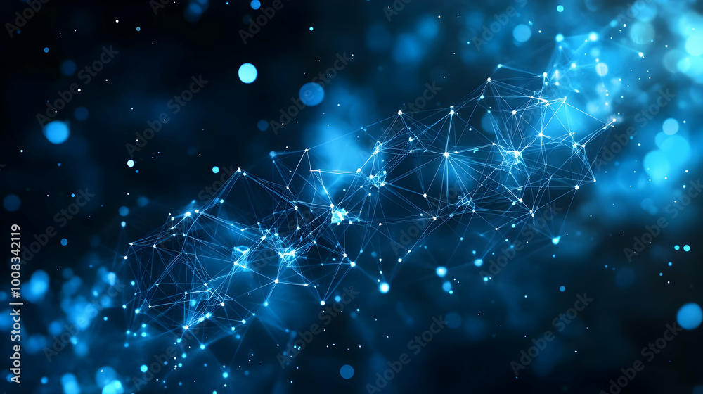 Abstract Background with Network Connections and Blue Bokeh Abstract Background with Network Connections and Blue Bokeh