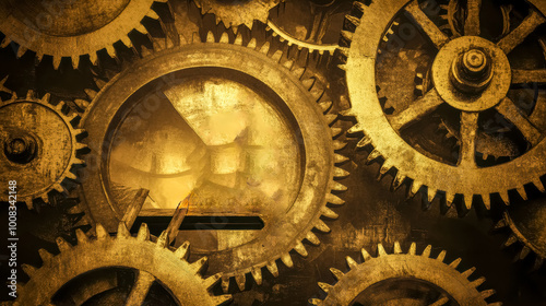 Industrial gears forming a mechanical background