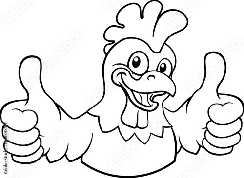 A chicken cartoon rooster cockerel bird mascot giving a thumbs up