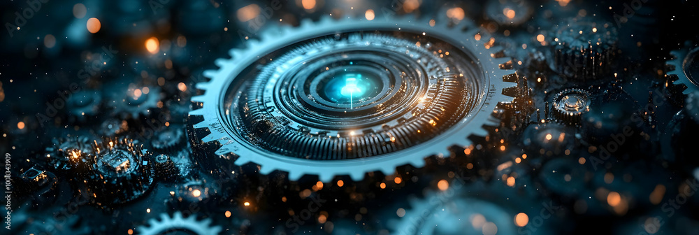 Glowing 3D Abstract Gear Background Illustration Glowing 3D Abstract Gear Background Illustration
