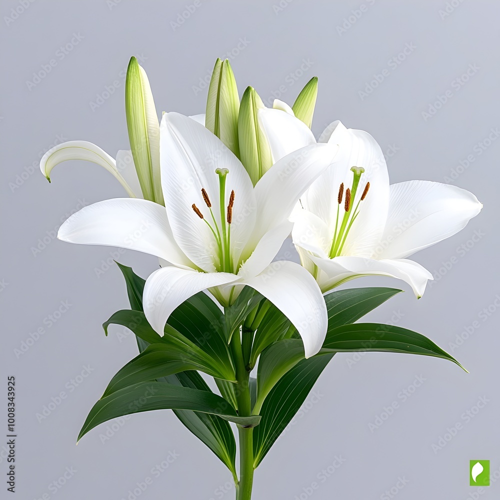 Fototapeta premium Majestic Lily Bloom in Detail on Grey Background