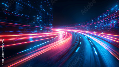 Abstract Background - Neon Speed Lights Trails Illustration