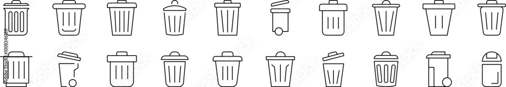 Trash Can Bundle of Thin Icons. Editable Stroke. Suitable for Web Sites, Books, Cards, Apps Trash Can Bundle of Thin Icons. Editable Stroke. Suitable for Web Sites, Books, Cards, Apps
