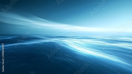 Serene ocean waves under a soft blue atmosphere. photo