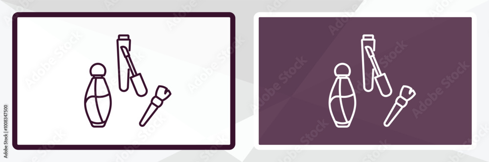 makeup set outline icon. Linear vector from beauty concept. Thin line white and black makeup set icon isolated on white and dark background makeup set outline icon. Linear vector from beauty concept. Thin line white and black makeup set icon isolated on white and dark background