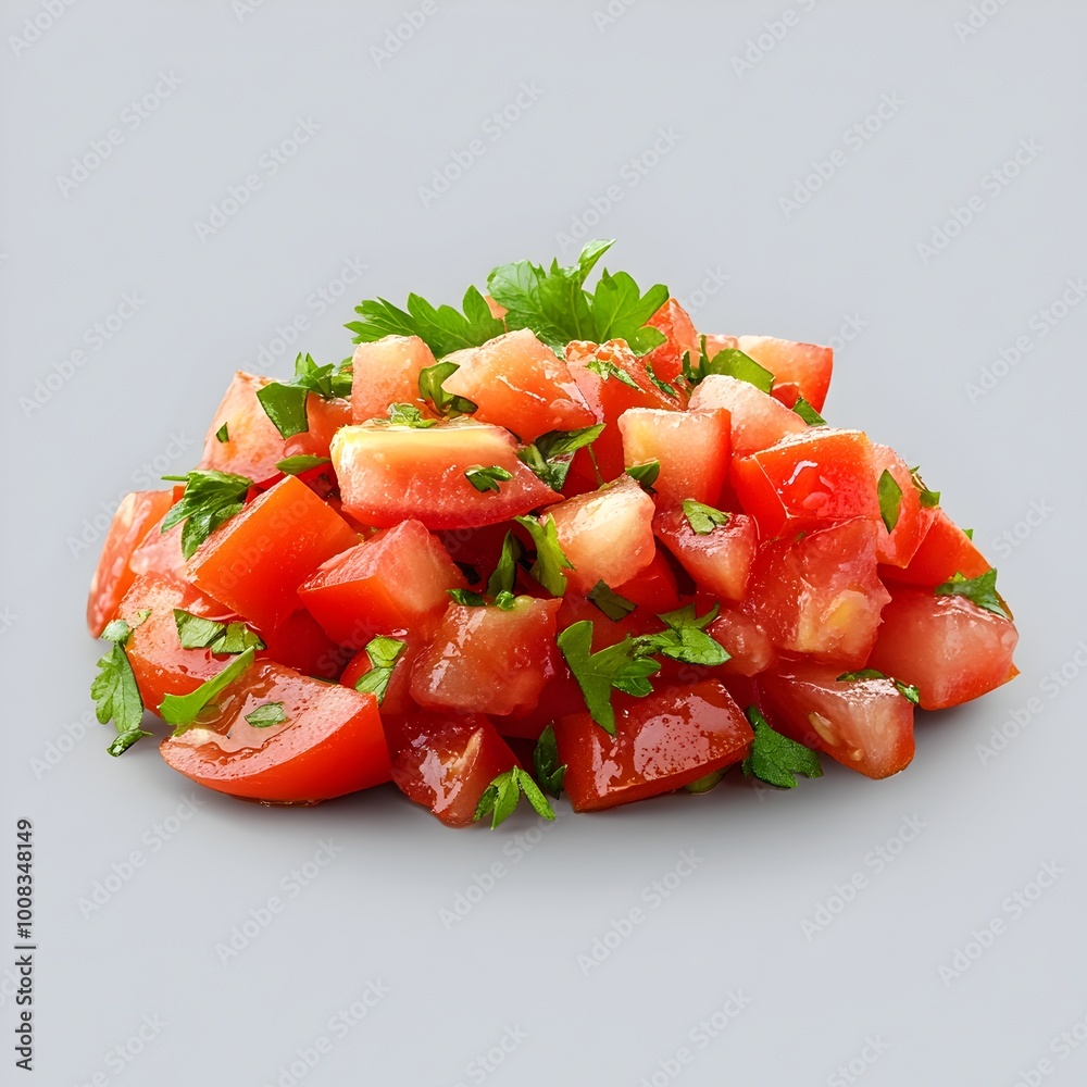 Macro Diced Tomatoes on Grey Background Macro Diced Tomatoes on Grey Background