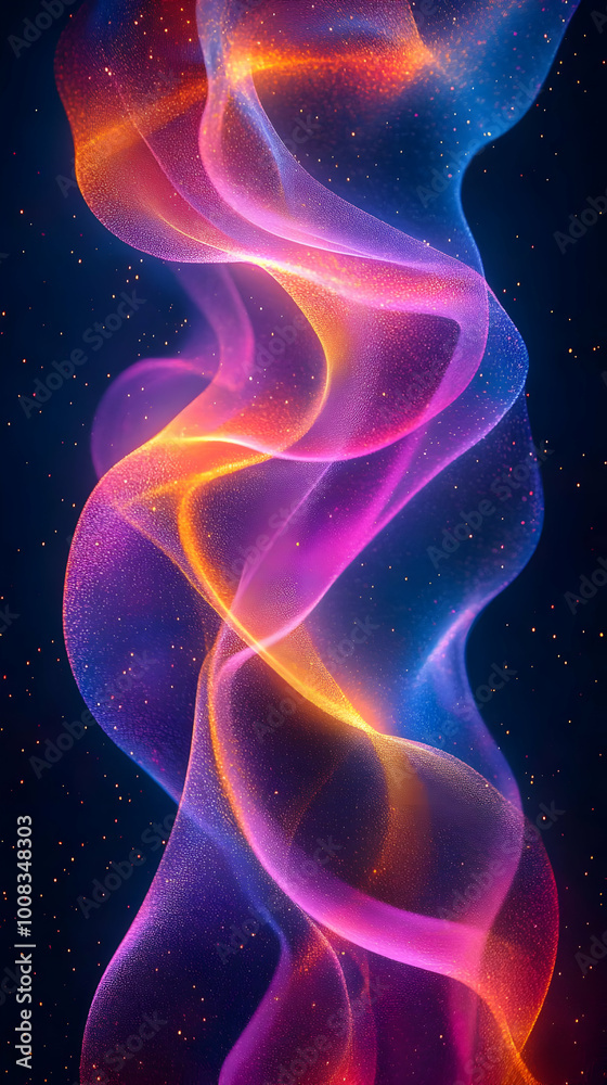 Abstract Background - Vibrant Colorful Flowing Waves on Dark Background Abstract Background - Vibrant Colorful Flowing Waves on Dark Background