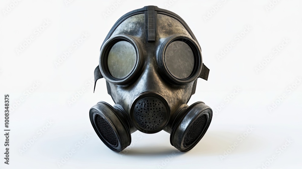 Weathered Black Gas Mask with Circular Eyeholes