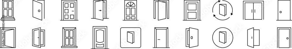 Door Pack of Thin Icons. Editable Stroke. Suitable for Web Sites, Books, Cards, Apps Door Pack of Thin Icons. Editable Stroke. Suitable for Web Sites, Books, Cards, Apps