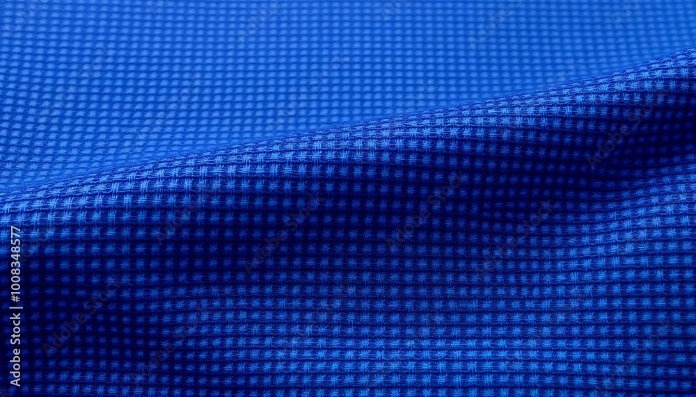 Close-up of textured blue fabric with a grid-like pattern showcasing vibrant color and detail, textured nylon surface background Close-up of textured blue fabric with a grid-like pattern showcasing vibrant color and detail, textured nylon surface background