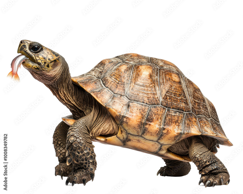 Naklejka premium Turtle with its mouth open, white isolated background.
