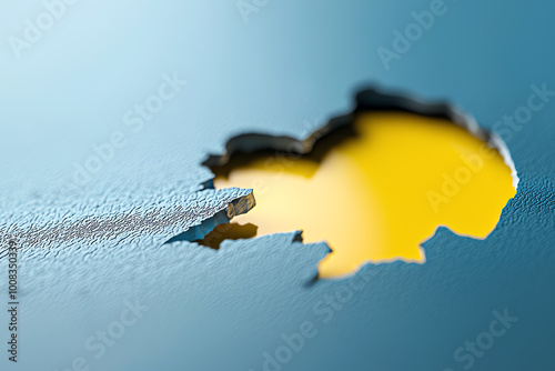 Abstract cutout with yellow and blue colors. photo