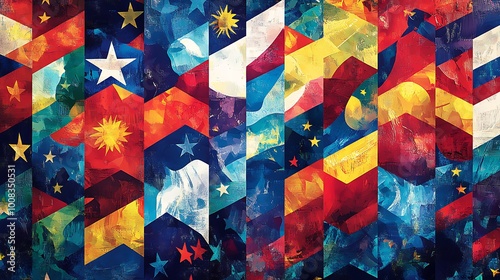 Dynamic Pattern of ASEAN Flags in Vibrant Colors