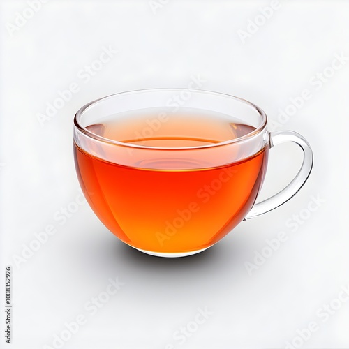 Macro Image of a Perfect Glass Cup of Tea on Grey Background