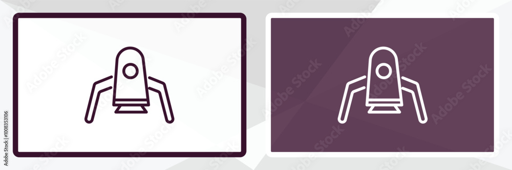space lander outline icon. Linear vector from astronomy concept. Thin line white and black space lander icon isolated on white and dark background space lander outline icon. Linear vector from astronomy concept. Thin line white and black space lander icon isolated on white and dark background
