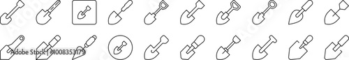 Shovel Thin Icons Collection. Editable Stroke. Suitable for Web Sites, Books, Cards, Apps