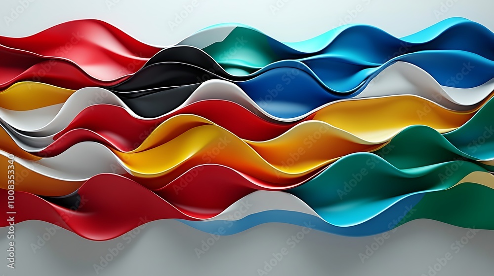 Fototapeta premium Dynamic Waves of Colorful Flags Design