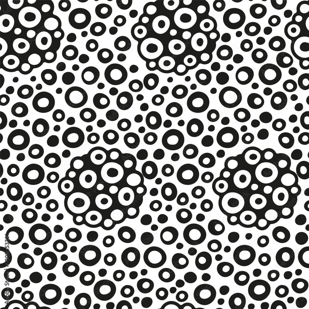 Black and white abstract seamless pattern. Hand drawn spots and dots background Black and white abstract seamless pattern. Hand drawn spots and dots background