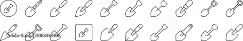 Shovel Pack of Thin Icons. Editable Stroke. Suitable for Web Sites, Books, Cards, Apps