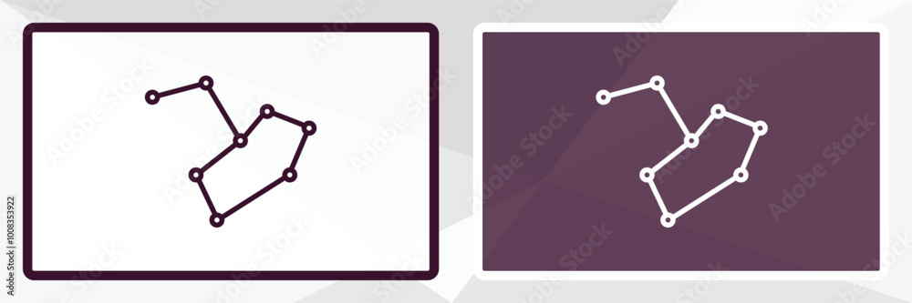 constellation outline icon. Linear vector from astronomy concept. Thin line white and black constellation icon isolated on white and dark background constellation outline icon. Linear vector from astronomy concept. Thin line white and black constellation icon isolated on white and dark background