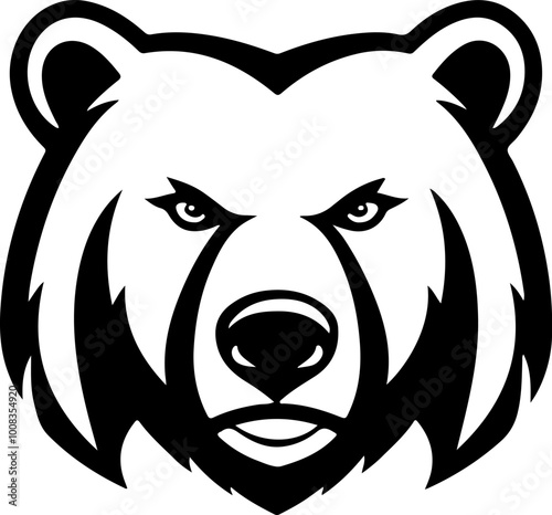 Angry bear head. Grizzly Bear Mascot Head. Design element for logo, label, sign, badge.