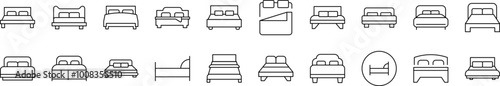 Bed Related Icon Set. Editable Stroke. Suitable for Web Sites, Books, Cards, Apps