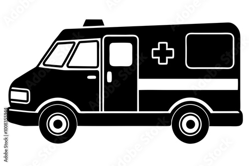 ambulance black silhouette icon, ambulance vector illustration ,