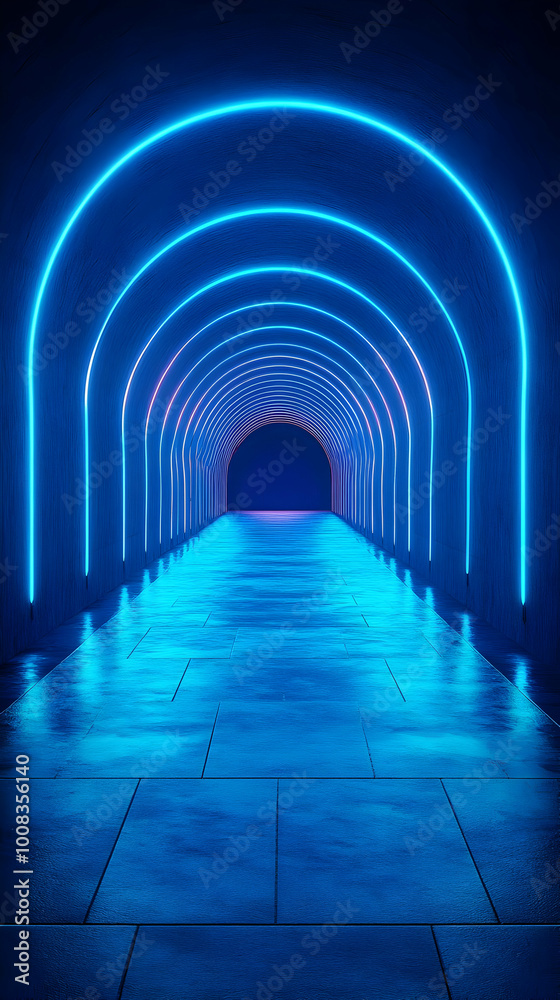Blue Neon Tunnel Illustration Background Blue Neon Tunnel Illustration Background