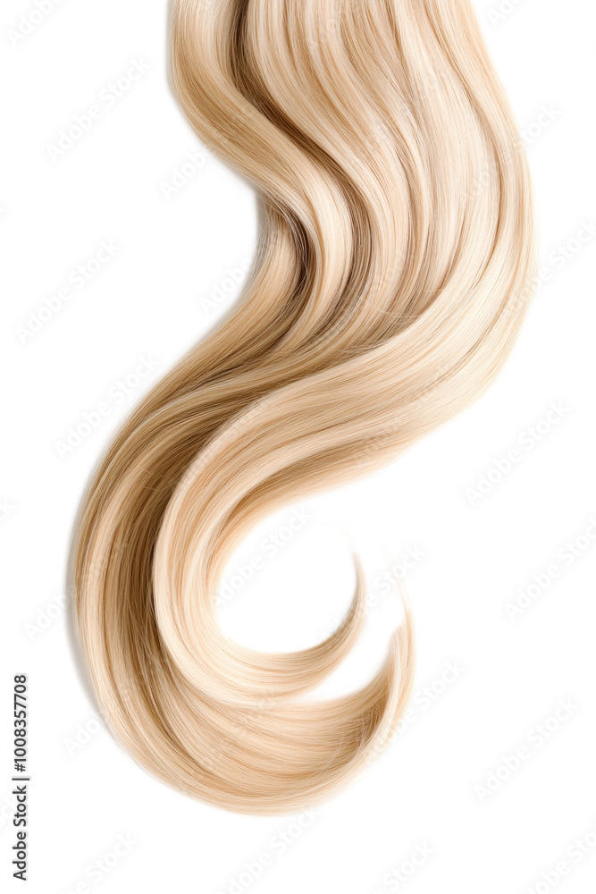 Curly blonde hair isolated on white background. Beautiful healthy long blond hair lock, haircut, hairstyle. Dyed hair or coloring, hair extension, cure, treatment concept. Curly blonde hair isolated on white background. Beautiful healthy long blond hair lock, haircut, hairstyle. Dyed hair or coloring, hair extension, cure, treatment concept.