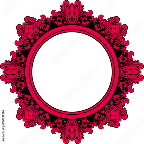 Circle ornament frame for wedding. Vector illustration