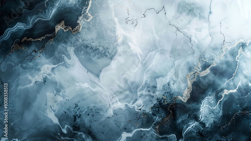 Abstract blue and white marble texture with swirling patterns. Perfect for background or design element.