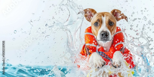 Heroic Dog in a Superhero Costume photo