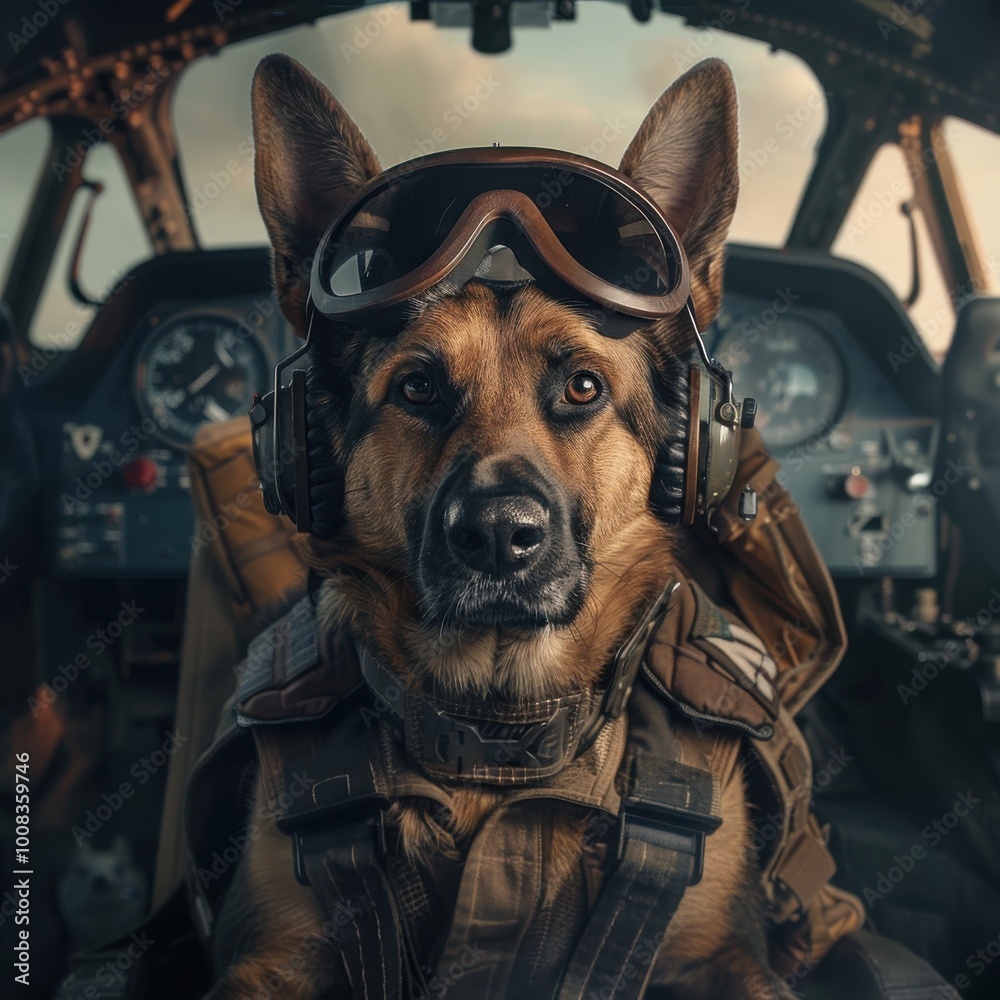 Dog Pilot in an Action Movie Scene Dog Pilot in an Action Movie Scene