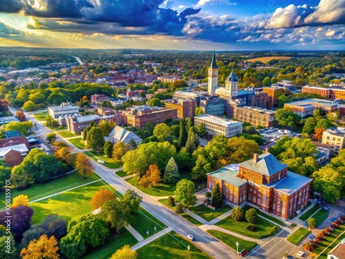 Aerial view of University of Kentucky campus showcasing architecture and surrounding landscape photo