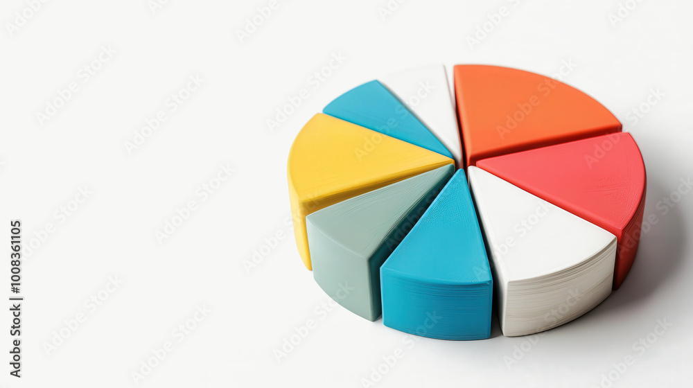 Fototapeta premium Three-Dimensional Clay Pie Chart for Marketing Analysis, showcasing distinct segments in a vibrant color palette, designed to enhance data representation and engagement.