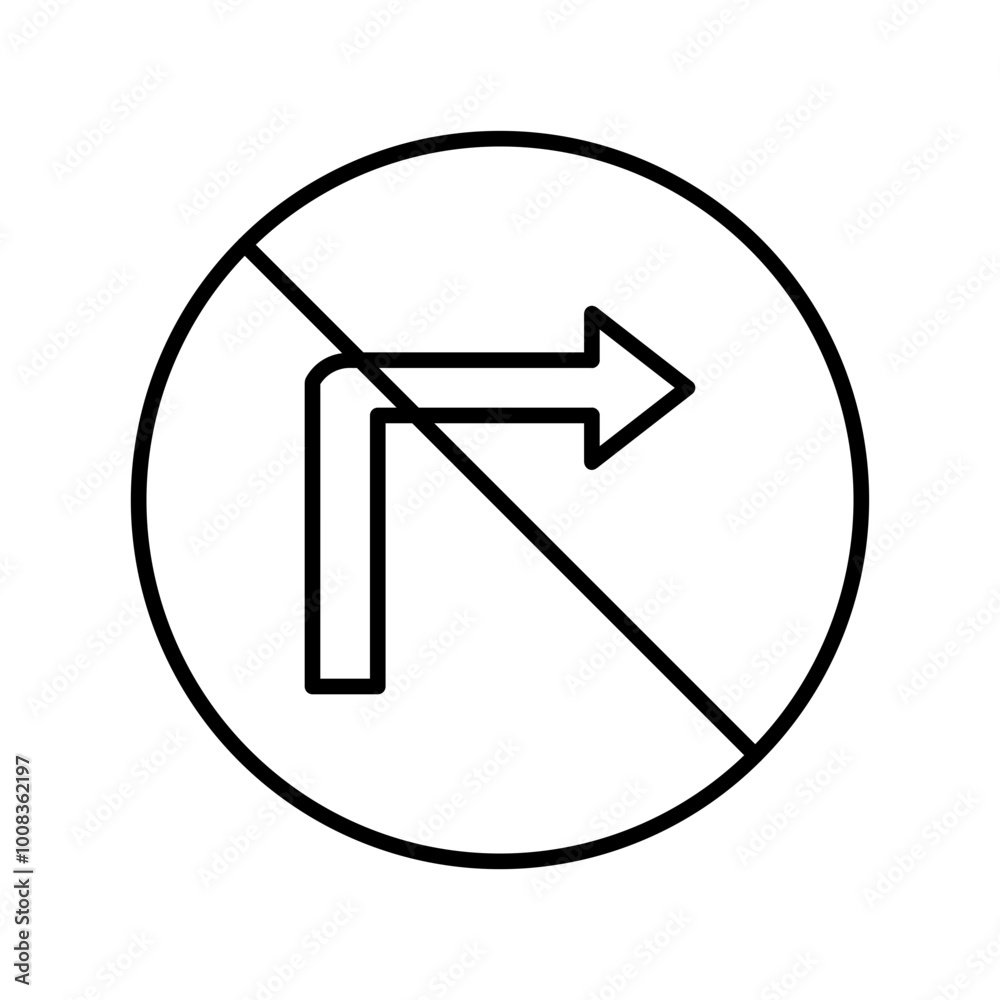 no turn right line icon no turn right line icon