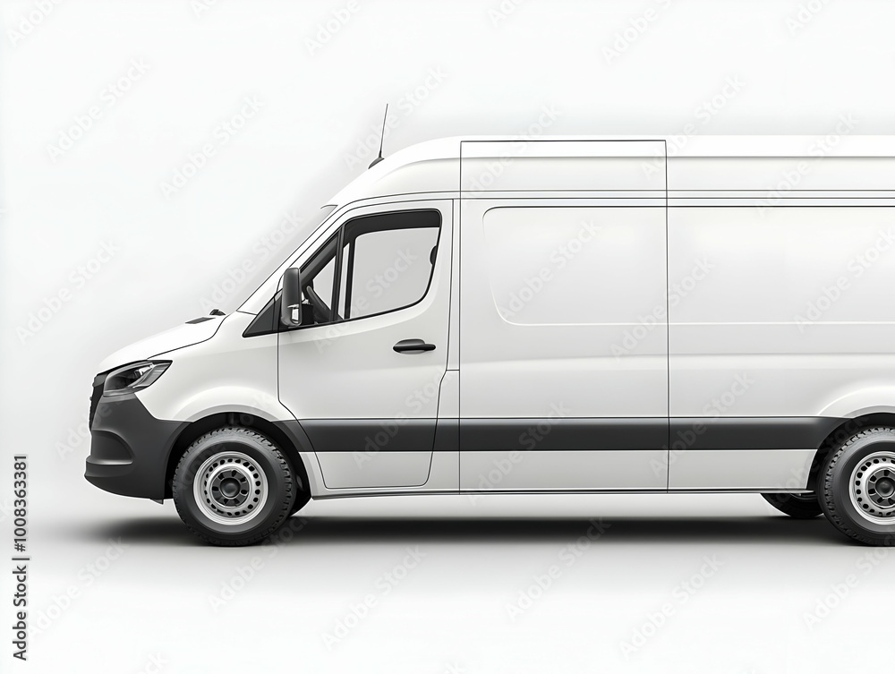 Realistic White Delivery Van Illustration Realistic White Delivery Van Illustration